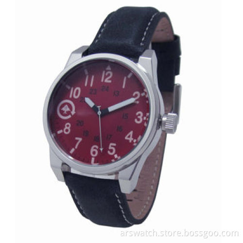 Metal Watch, Made of Stainless Steel Case with Genuine Leather BandNew